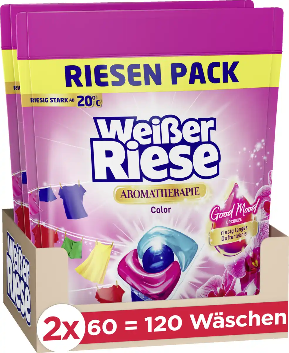 Bild 1 von Weißer Riese Colorwaschmittel Trio Caps Aromatherapie Orchidee 120WL, 120 WL