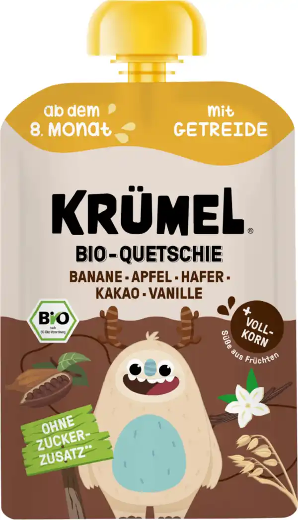 Bild 1 von Krümel Bio-Quetschie Kakao-Hafer-Vanille-Banane-Apfel ab 8. Monat, 100 g