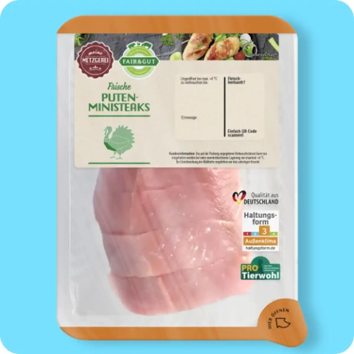 Bild 1 von FAIR & GUT Puten-Ministeaks, Aus dem Putenbrustfilet geschnitten
