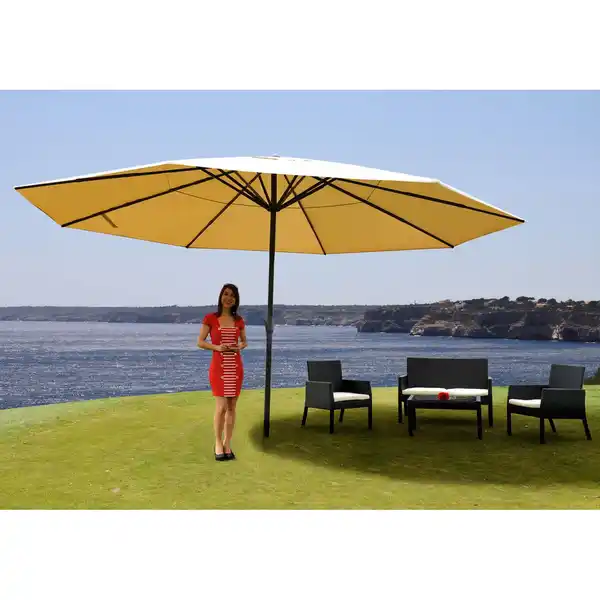Bild 1 von Sonnenschirm Carpi Pro, Gastronomie Marktschirm ohne Volant Ø 5m Polyester/Alu 28kg ~ creme ohne Ständer