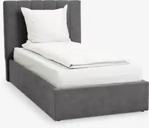 Bettgestell HASLEV 90x200 Stoff dunkelgrau
