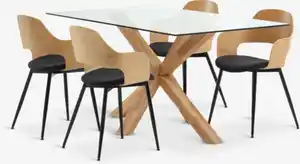 AGERBY L160 Tisch eiche + 4 HVIDOVRE Stühle eiche/schwarz