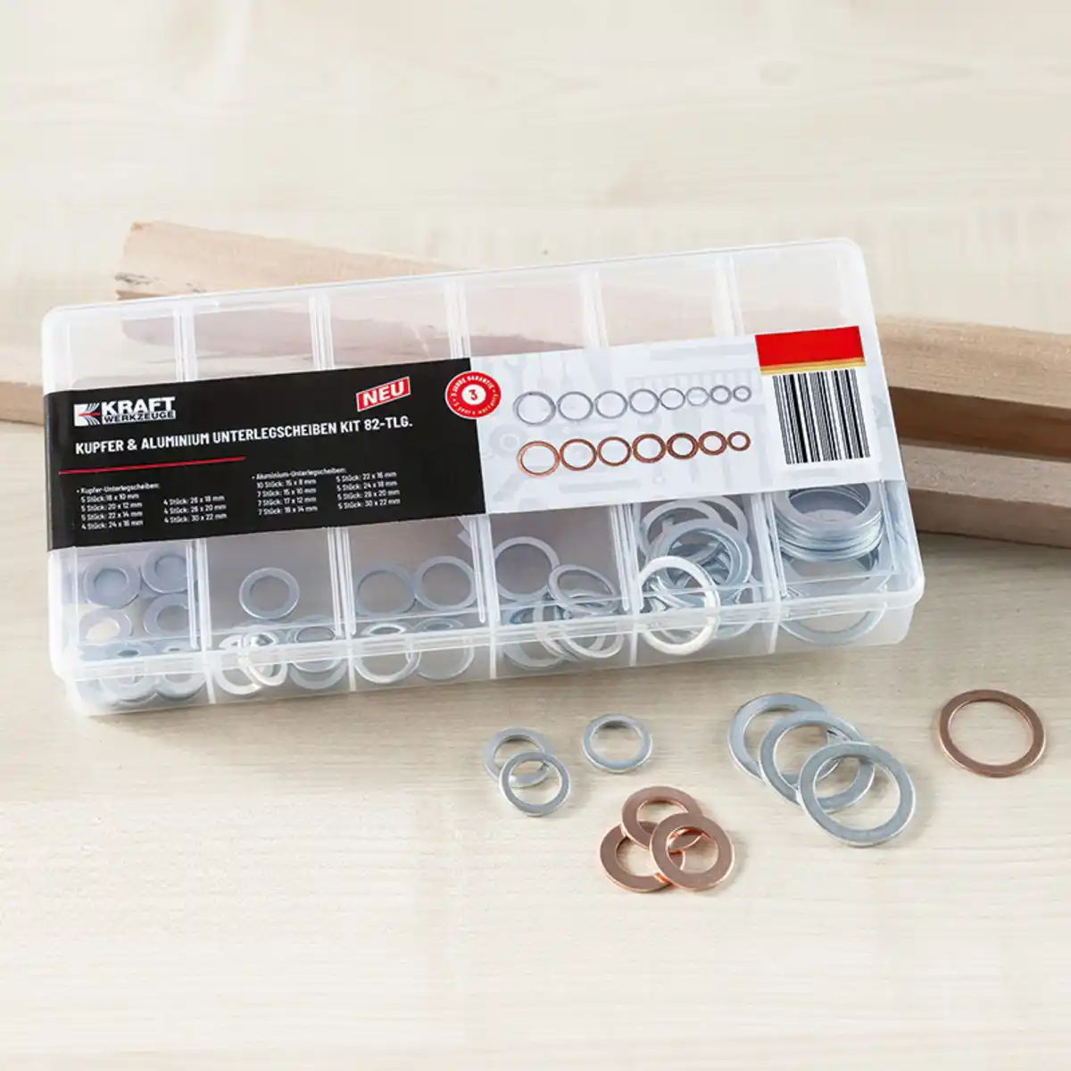 Bild 1 von Kraft Werkzeuge Kupfer & Aluminium Unterlegscheiben Kit 82tlg.