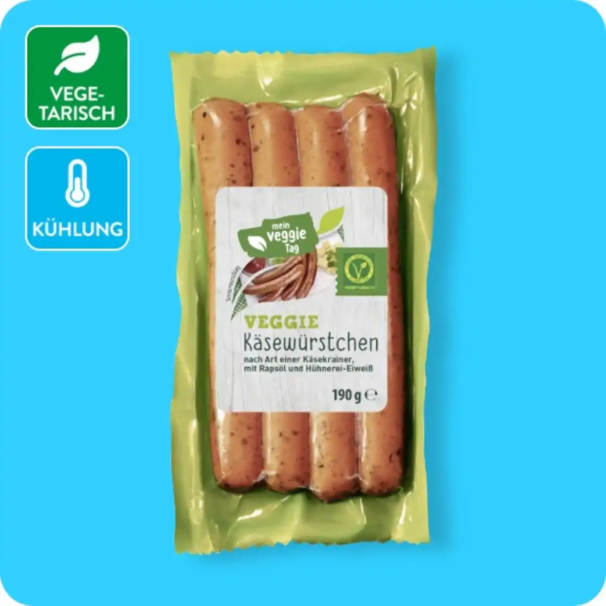 Bild 1 von MEIN VEGGIE TAG Veggie-Grillwürste, Veggie-Käsewürstchen