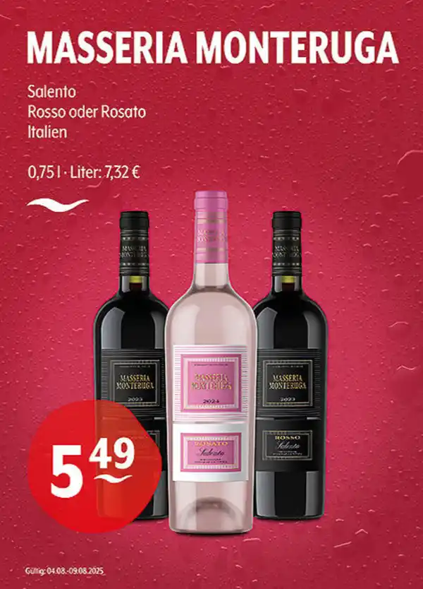 Bild 1 von MASSERIA MONTERUGA Salento Rosso oder Rosato Italien