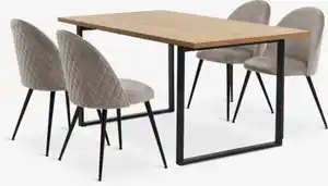 AABENRAA L160 Tisch eiche + 4 KOKKEDAL Stühle Samt grau