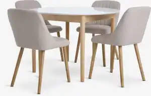 MARSTRAND Ø110 Tisch weiß + 4 ADSLEV o/Armlehne beige