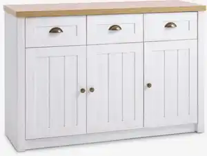 Sideboard MARKSKEL 3 Türen weiß/eiche