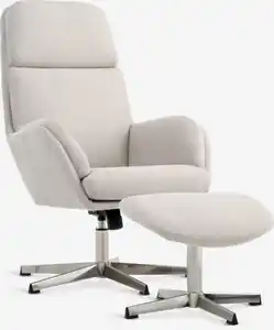 Relaxsessel m/Fußhocker TANKEDAL beige Stoff/chrom