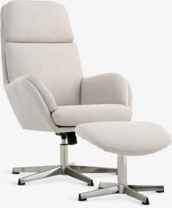 Bild 1 von Relaxsessel m/Fußhocker TANKEDAL beige Stoff/chrom