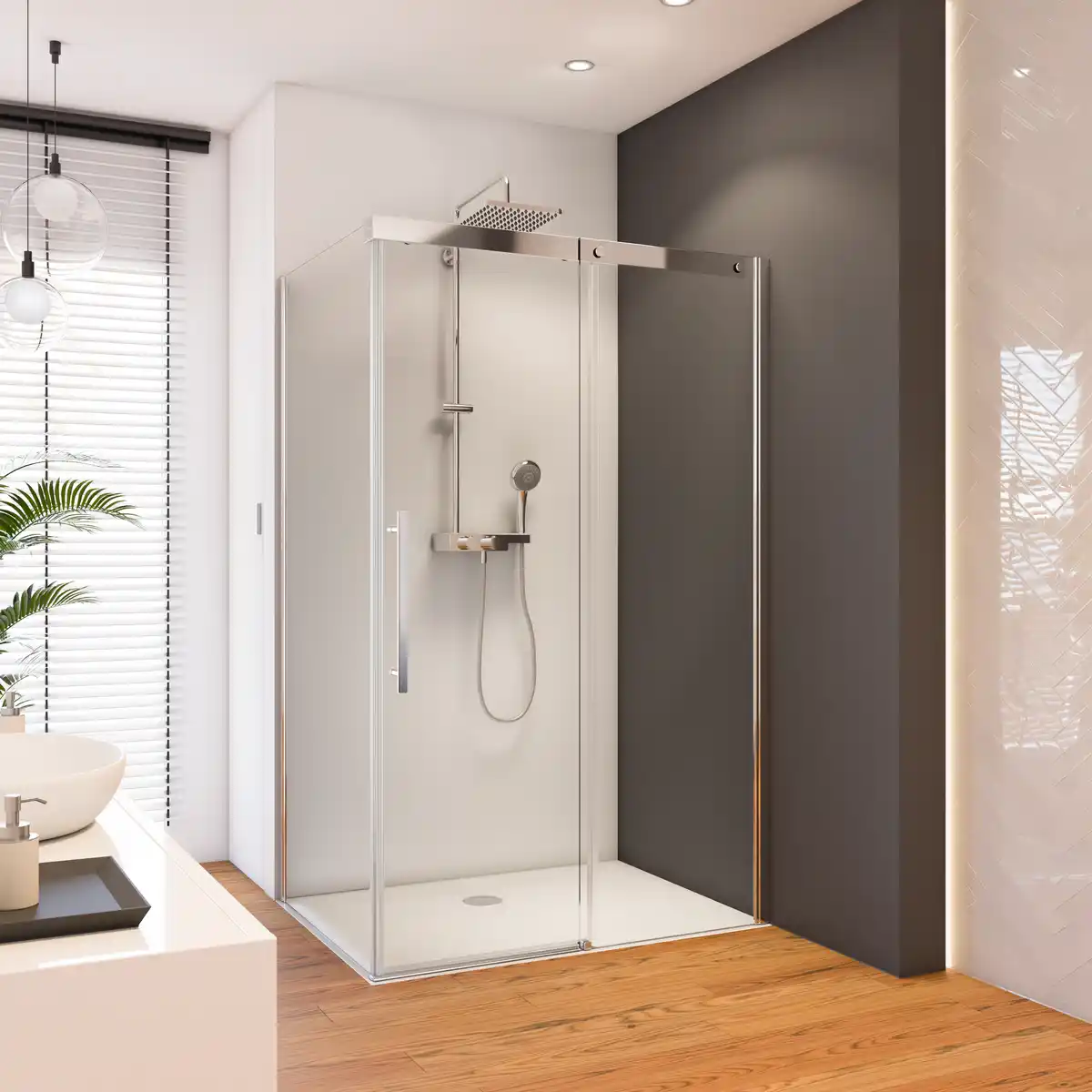 Bild 1 von toom Schiebetür für Seitenwand 'Beta' rechts, teilgerahmt, Sondermaß bis 200 x 200 cm