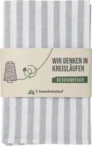 Dekorieren & Einrichten Geschirrtuch aus recycelter Baumwolle, gestreift grau/weiß (70x50 cm)