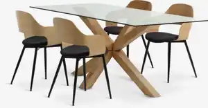 AGERBY L190 Tisch eiche + 4 HVIDOVRE Stühle eiche/schwarz