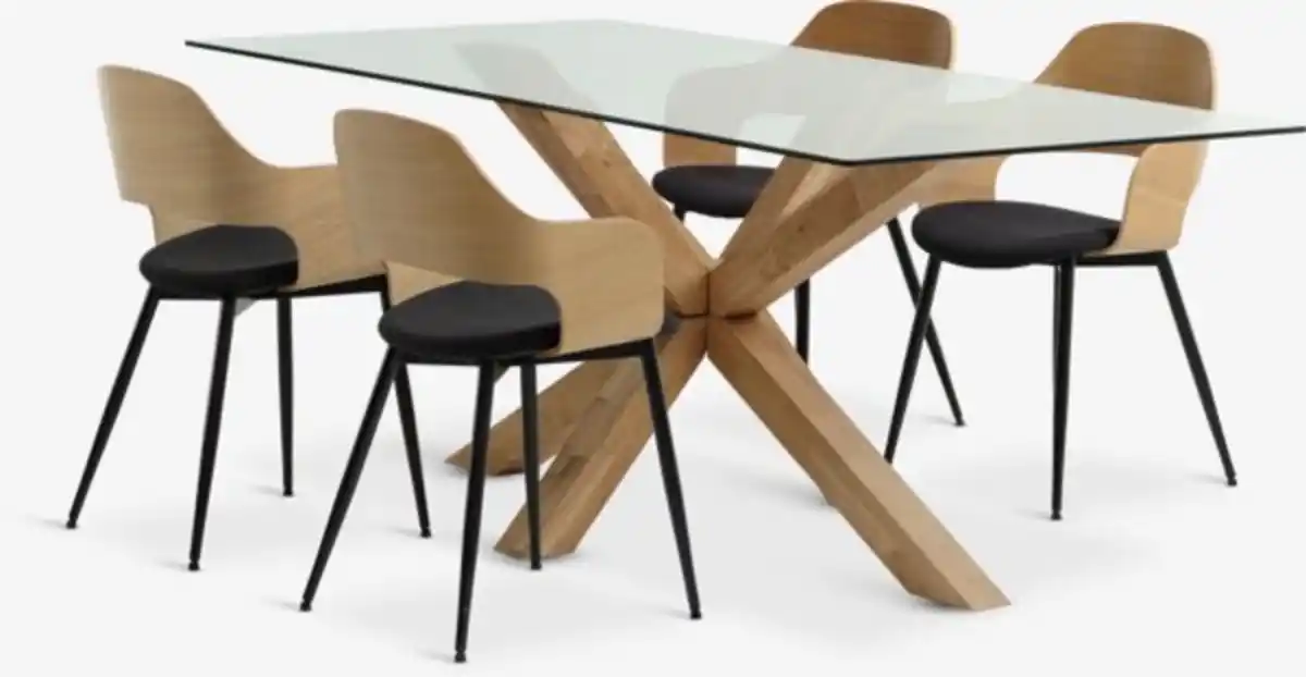 Bild 1 von AGERBY L190 Tisch eiche + 4 HVIDOVRE Stühle eiche/schwarz