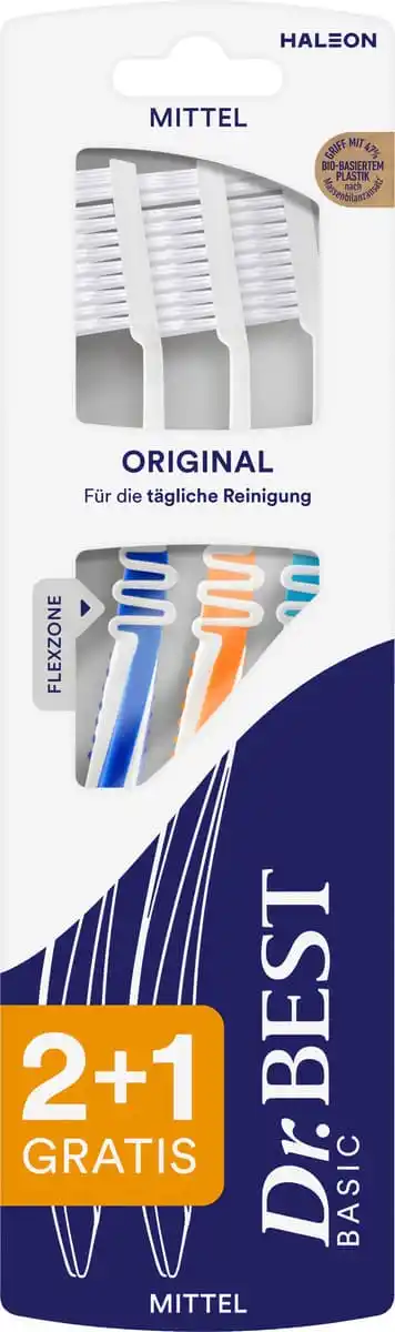 Bild 1 von Dr.BEST Classic Original mittel 2+1 Zahnbürste, 3 Stk