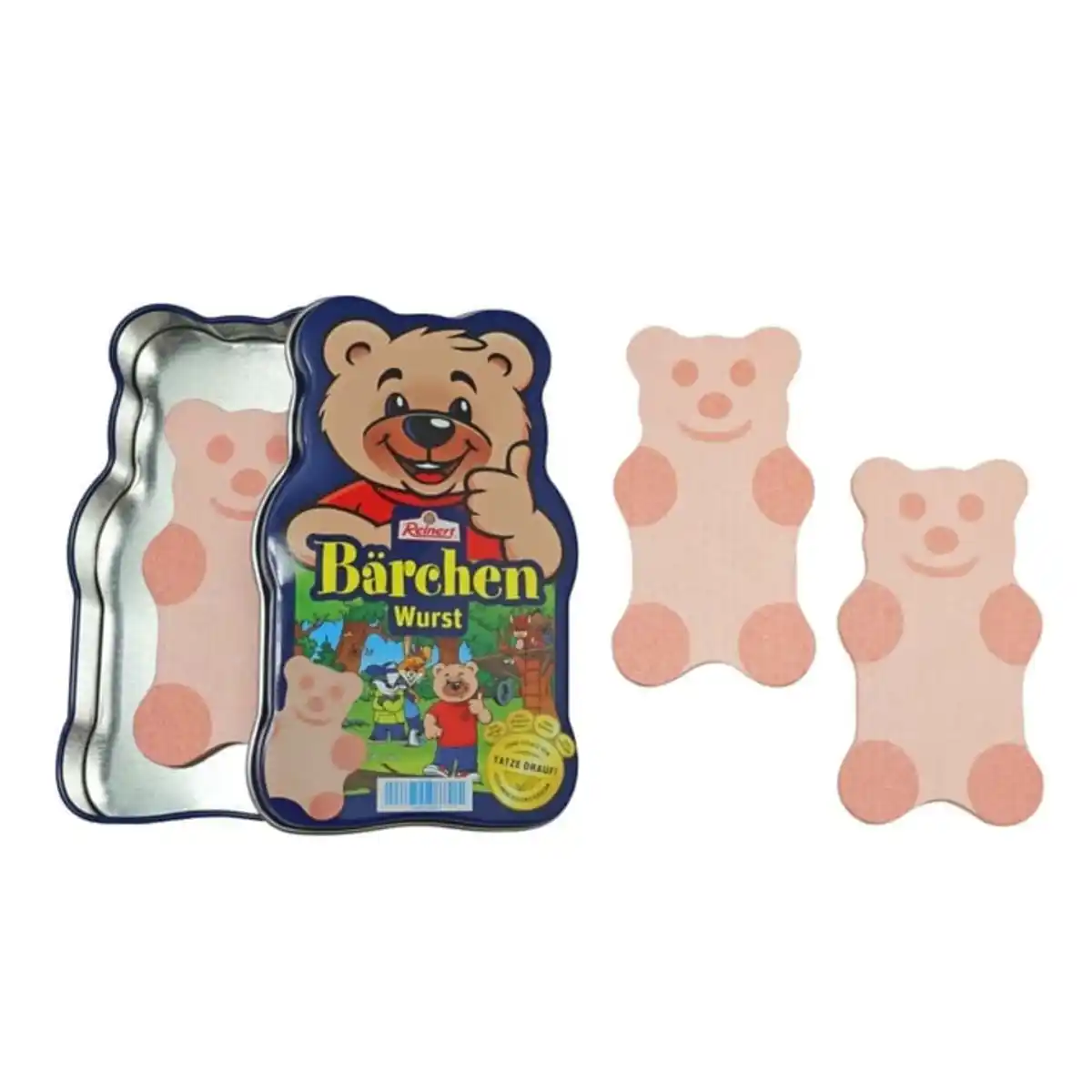 Bild 1 von Kaufladenzubeh&#246;r - Reinert B&#228;rchen-Wurst - aus Holz - in B&#228;rchen-Metalldose