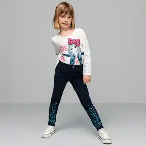Kinder-Mädchen-Sweatleggings mit Stickerei
