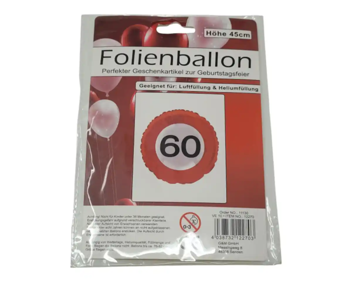 Bild 1 von Folienballon 60 Verkehrsschild, Ø=45cm