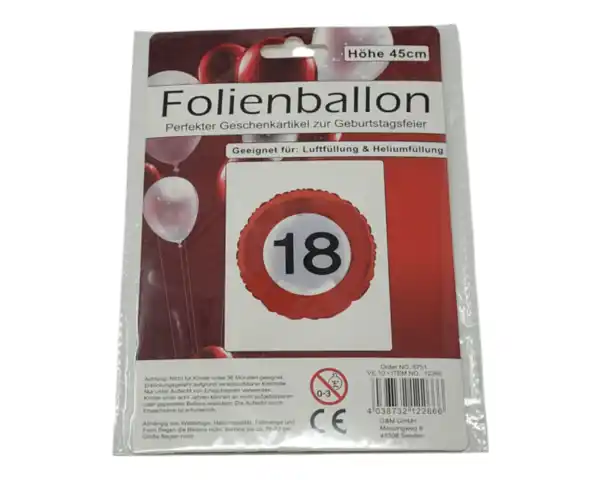 Bild 1 von Folienballon 18 Verkehrsschild, Ø=45cm