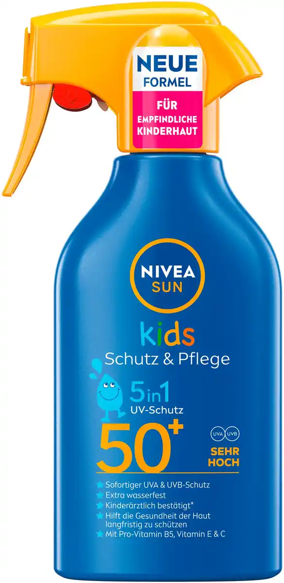 Bild 1 von NIVEA SUN Kids Sonnenspray Schutz & Pflege 5in1 Hautschutz LF50+, 250 ml