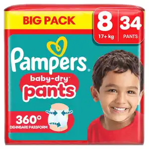 Pampers Baby Dry Pants Windeln Gr.8 Extra Large 17+kg Big Pack, 34 Stk