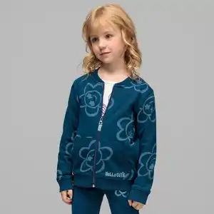 Kinder-Mädchen-Sweatjacke mit Blumendruck