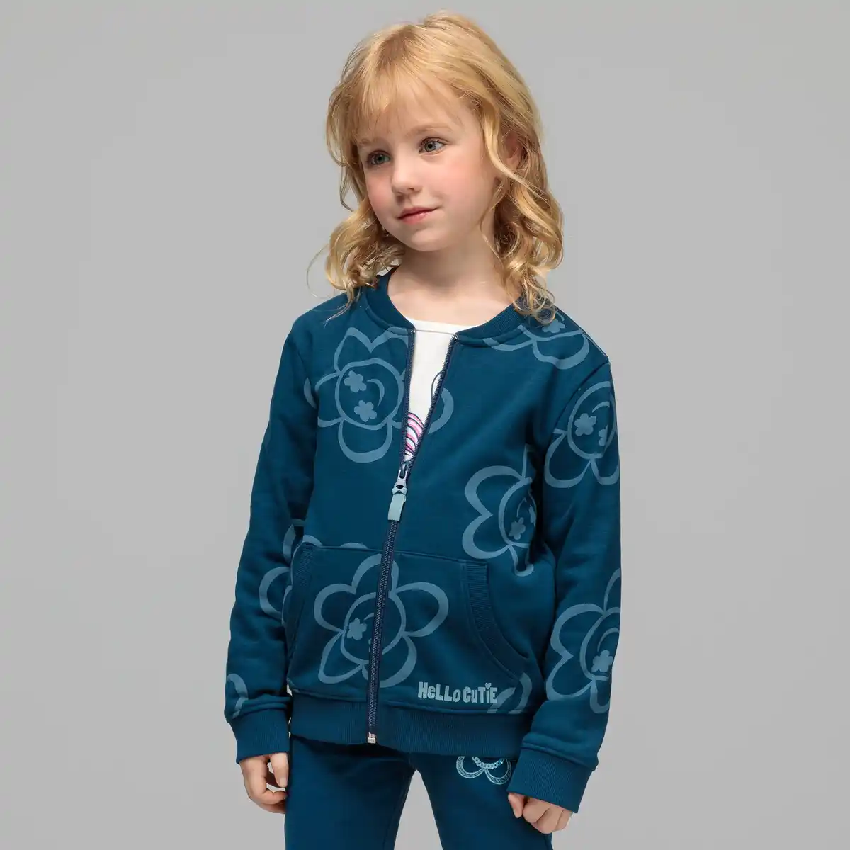 Bild 1 von Kinder-Mädchen-Sweatjacke mit Blumendruck