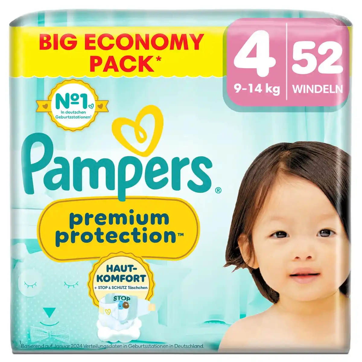 Bild 1 von Pampers Premium Protection Windeln Gr.4 Maxi 9-14kg Big Pack, 52 Stk