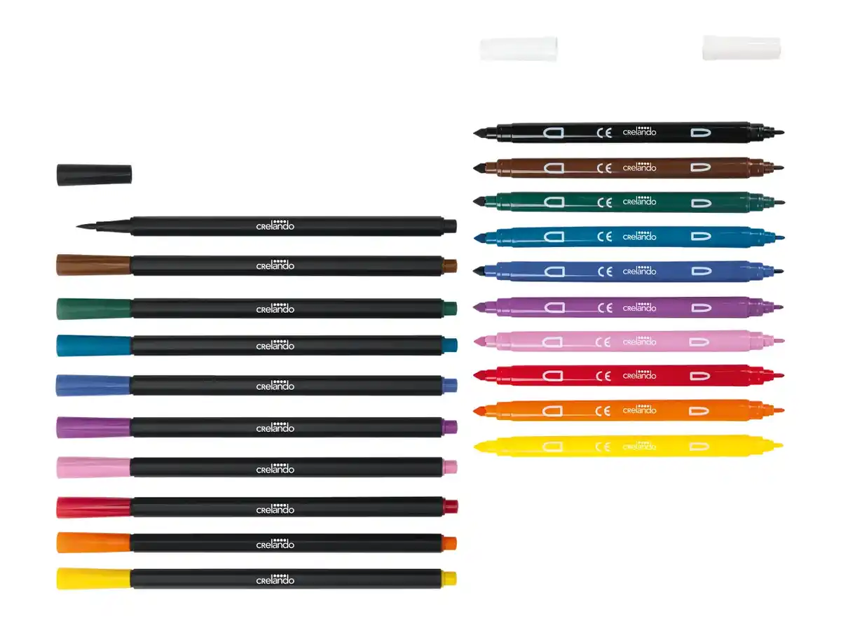 Bild 1 von Crelando® 10 Doppelfasermaler/Fine-/Brushliner,  10 Stu