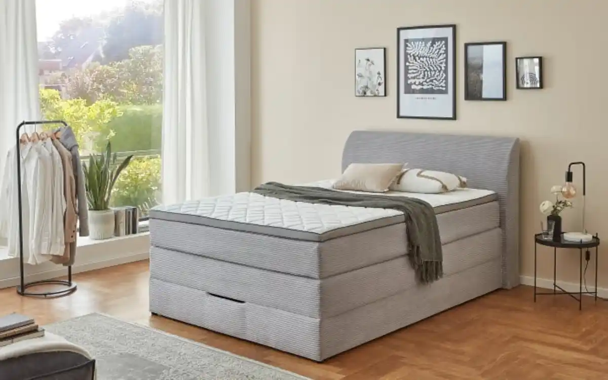 Bild 1 von Boxspringbett Kurt, silber, 140 x 200 cm