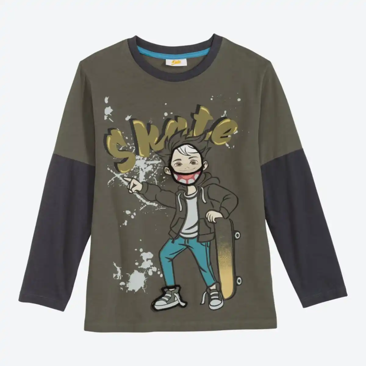 Bild 4 von Kinder-Jungen-Langarmshirt mit Frontaufdruck und Applikationen