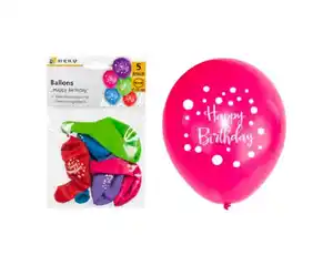 Luftballon 5er Happy Birthday Ø=25cm