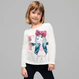 Kinder-Mädchen-Langarmshirt mit Pailletten-Schleife