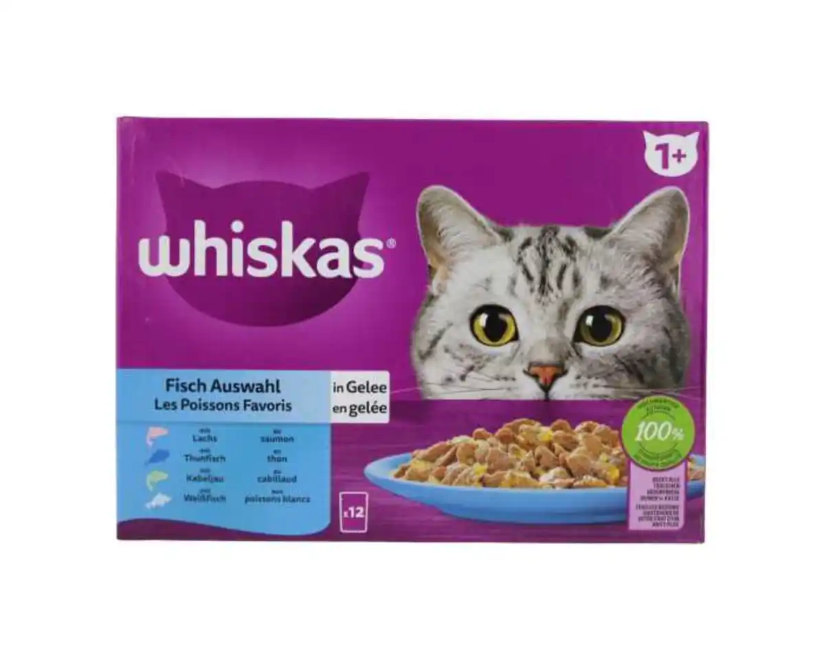 Bild 1 von Whiskas Katzenfutter 12er Pack Fisch Gelee