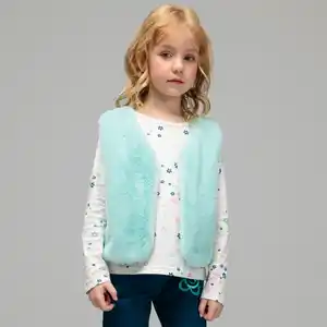 Kinder-Mädchen-Set mit Weste und Langarmshirt, 2-teilig