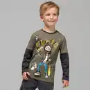 Bild 1 von Kinder-Jungen-Langarmshirt mit Frontaufdruck und Applikationen