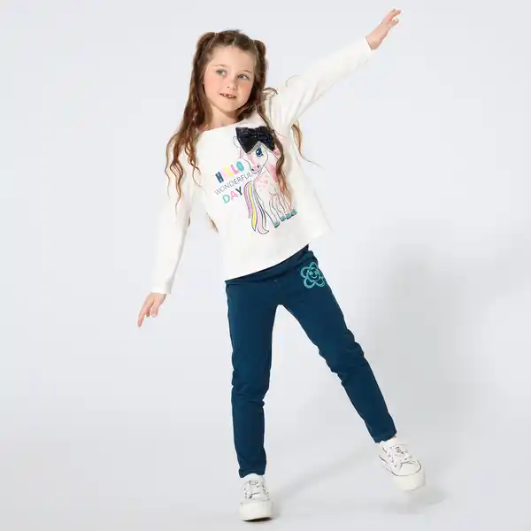 Bild 1 von Kinder-Mädchen-Sweatleggings mit Stickerei