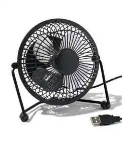 Retro-Tischventilator, USB, schwarz, Ø 10 cm