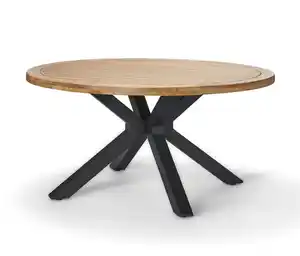 Teak-Esstisch mit modernem X-Fuß