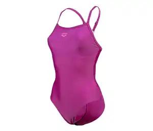arena Feel Damen Badeanzug Solid Lightdrop Back Bustier, PURPLE WINE