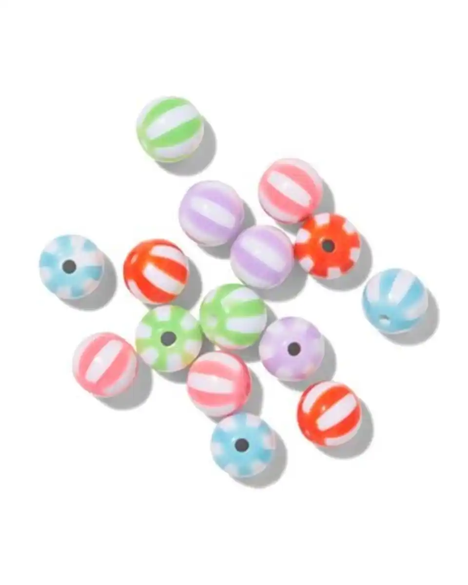 Bild 1 von Perlenmix Glas rund gestreift