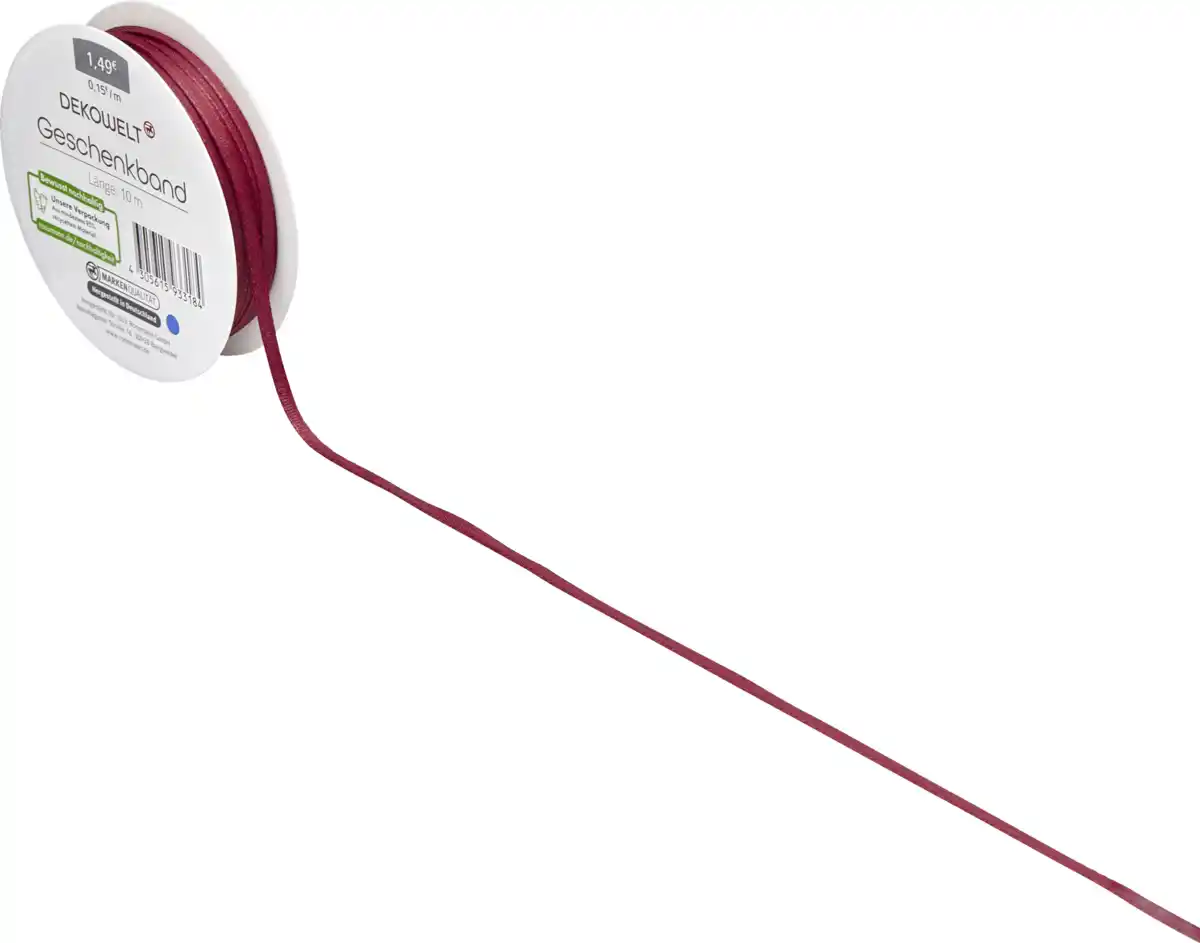 Bild 2 von IDEENWELT Geschenkband matt dunkelrot, 10 m