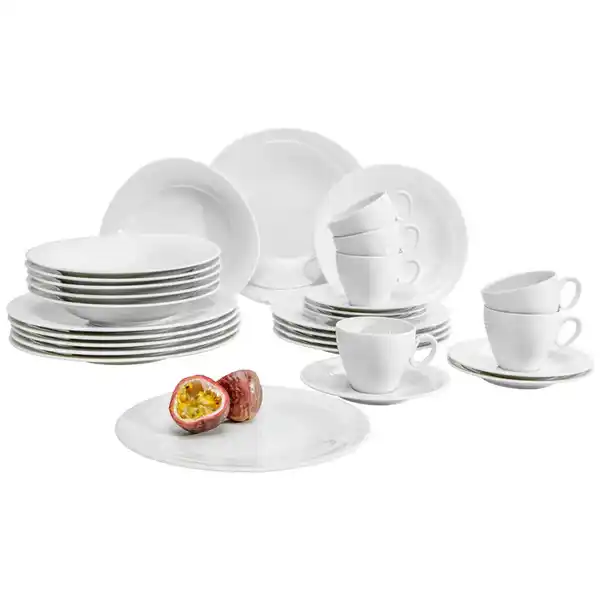 Bild 1 von Seltmann Weiden Kombiservice Trio Weiss, Weiß, Keramik, 30-teilig, 230 ml,230 ml, hitzebeständig, Essen & Trinken, Geschirr, Geschirr-Sets, Kombiservice