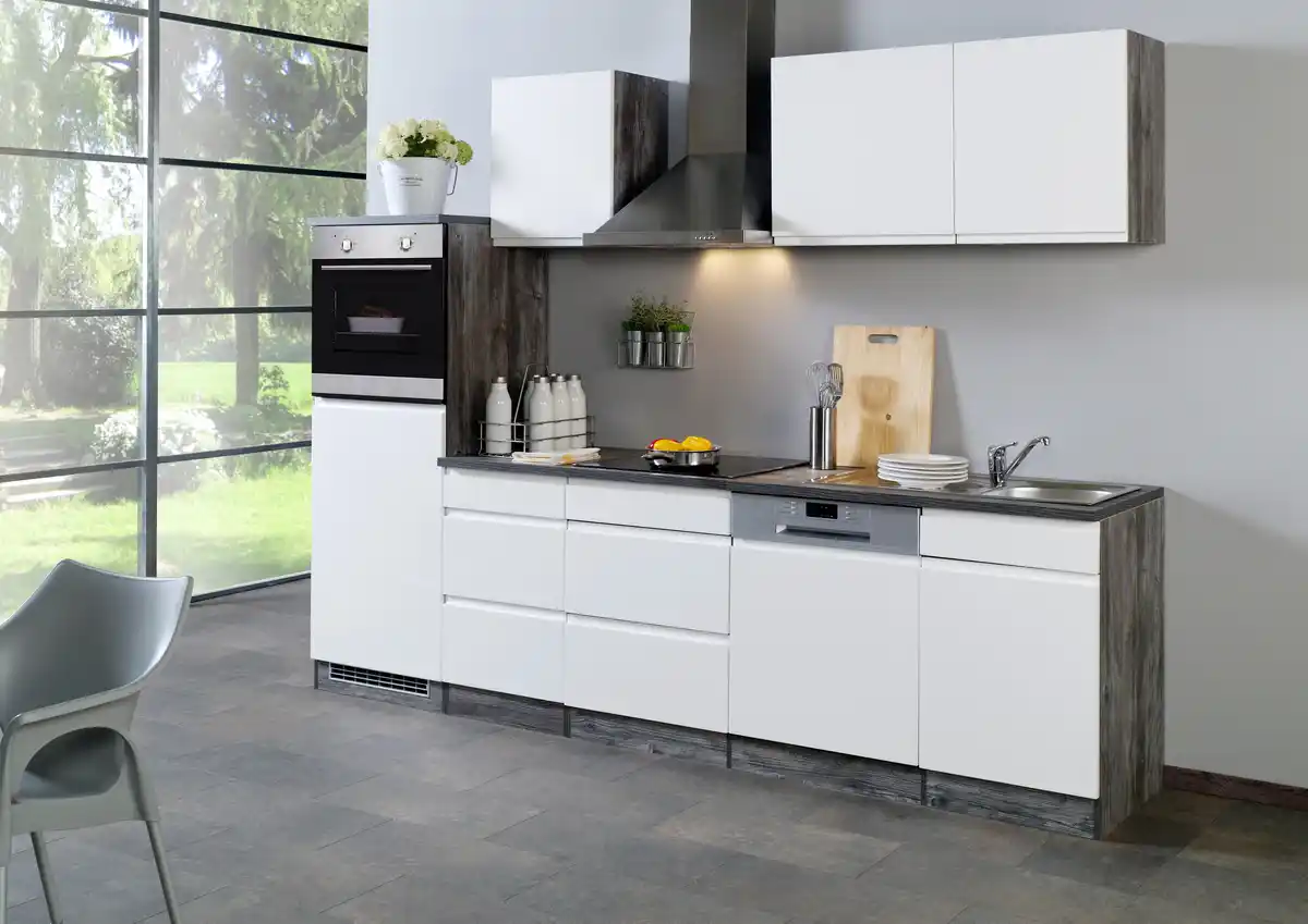Bild 1 von Küchenleerblock 'Cardiff' Weiss/Eiche, Grau, Weiß