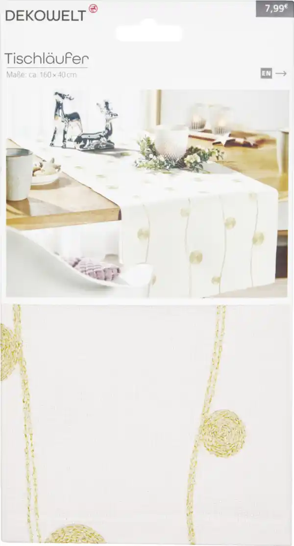 Bild 2 von IDEENWELT Tischläufer Kugelkette silber/gold