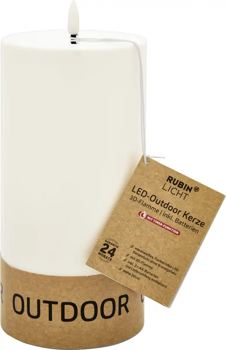 Bild 1 von RUBIN LICHT LED Outdoor Kerze 3D-Flamme 20cm