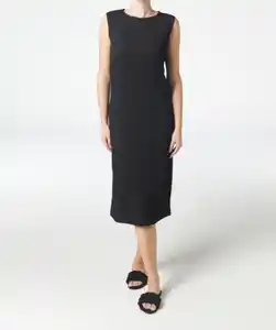 Strukturiertes Midikleid, schwarz