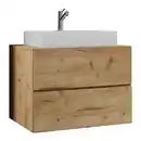 Bild 1 von Mid.you Waschtischkombi VCM Lendas, Honigeiche, Holzwerkstoff, 2 Schubladen, 80 cm, hängend, Badezimmer, Waschbecken & Armaturen, Waschtische