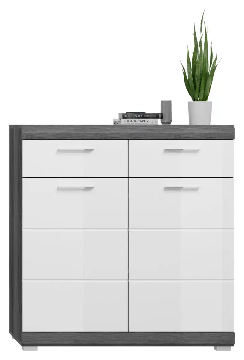 Bild 1 von Schuhschrank Scout ca. 90x96x37 cm Weiß/Grau, Dunkelgrau, Weiß Hochglanz