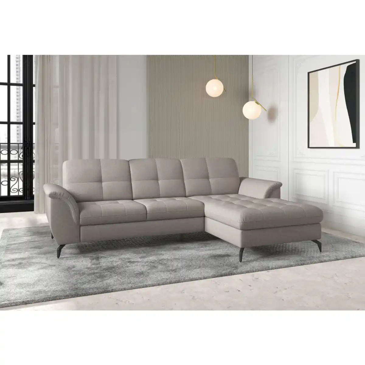Bild 1 von Sit & More Ecksofa Zora E, Taupe, Textil, 4,5-Sitzer, Ottomane rechts, L-Form, 262x164 cm, Goldenes M, Oeko-Tex® Standard 100, Made in Europe, DGM-Klimapakt, Rücken echt, Armteil links, rechts, Woh